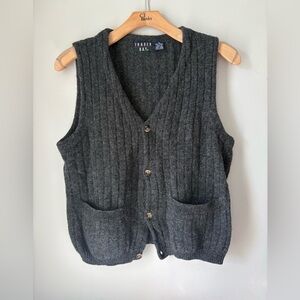 Vintage Trader Bay 100% Wool Sweater Vest – Charcoal Gray Medium